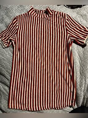 Scotch & Soda Rust, Cream and Black Striped Knit Top